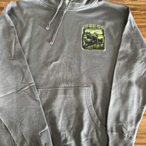Gray hoodie with left side logo